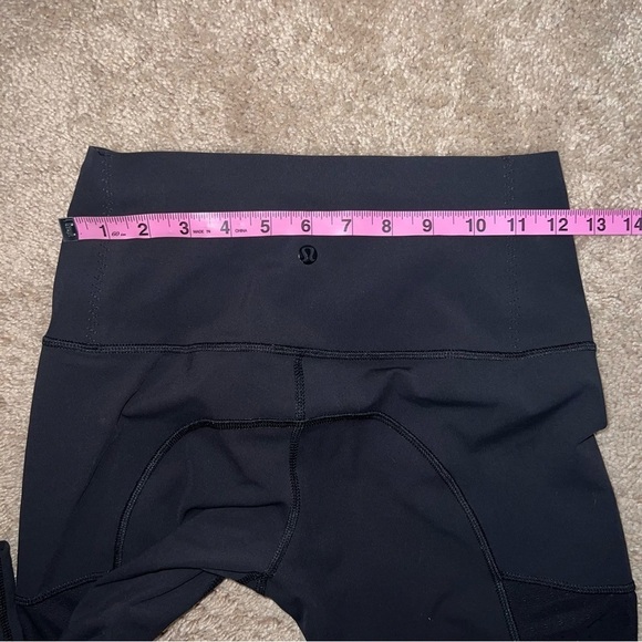 Lululemon Black High Waisted Cropped Running Training Pants Size 6 - Picture 16 of 16